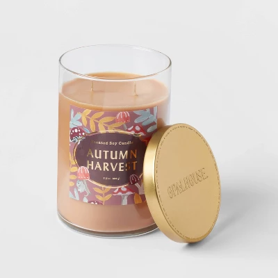 21.5oz Lidded Glass Jar 2-Wick Autumn Harvest Candle - Opalhouse™ 2 21.5oz Lidded Glass Jar 2-Wick Autumn Harvest Candle - Opalhouse™ - Image 2