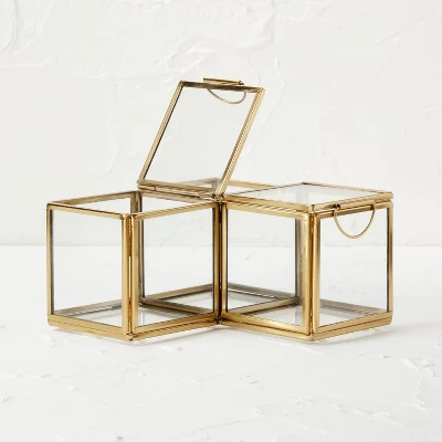 Metal Glass Decorative Box Gold - Opalhouse™ Designed With Jungalow™ 2 Metal Glass Decorative Box Gold - Opalhouse™ Designed With Jungalow™ - Image 2