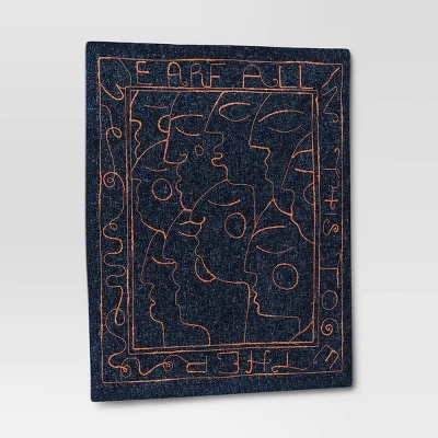 30" X 36" We Are All In This Together Cotton Embroidered Woven Polyester/Cotton Slub Wall Art Blue - Opalhouse™ 2 30" X 36" We Are All In This Together Cotton Embroidered Woven Polyester/Cotton Slub Wall Art Blue - Opalhouse™ - Image 2