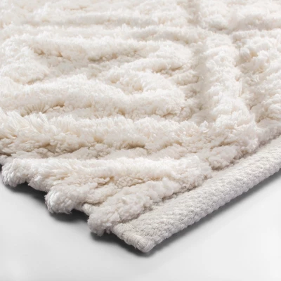 Textured Diamond Shag Bath Rug Cream - Opalhouse™ 2 Textured Diamond Shag Bath Rug Cream - Opalhouse™ - Image 2