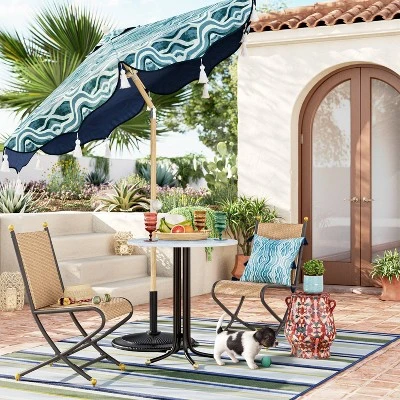 7.5'x7.5' Decorative Trim Scalloped Outdoor Market Umbrella Blue - Opalhouse™ Designed With Jungalow™ 1 7.5'x7.5' Decorative Trim Scalloped Outdoor Market Umbrella Blue - Opalhouse™ Designed With Jungalow™