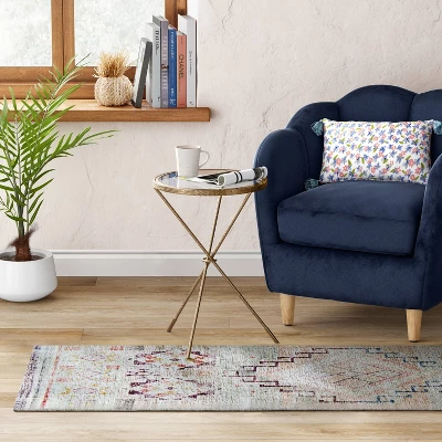 2'4"x7' Runner Distressed Geo Persian Style Rug Blush - Opalhouse™ 2 2'4"x7' Runner Distressed Geo Persian Style Rug Blush - Opalhouse™ - Image 2